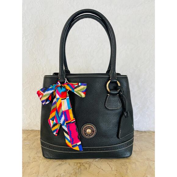 Vtg Dooney and Bourke black pebble AWL  medium tote, shoulder bag - Picture 1 of 10